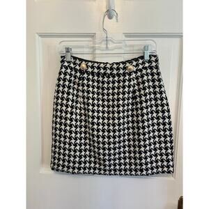 Walter Baker Houndstooth Mini Skirt Women's S 28 Preppy Academia Gold Hardware